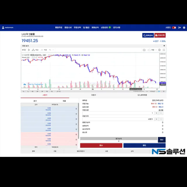 차트와 호가, 주문 영역을 한 화면에서 확인하는 웹형 예시